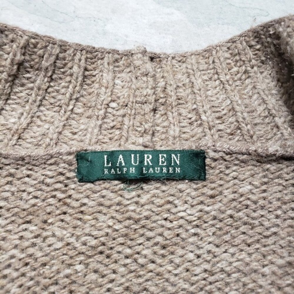 Ralph Lauren Cardigan‎ Womens Medium Brown Open Front Long Sleeve - Picture 4 of 8